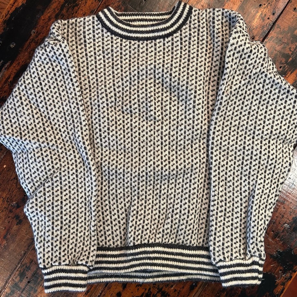 L.L. Bean Black and White Vintage  Wool Blend Sweater